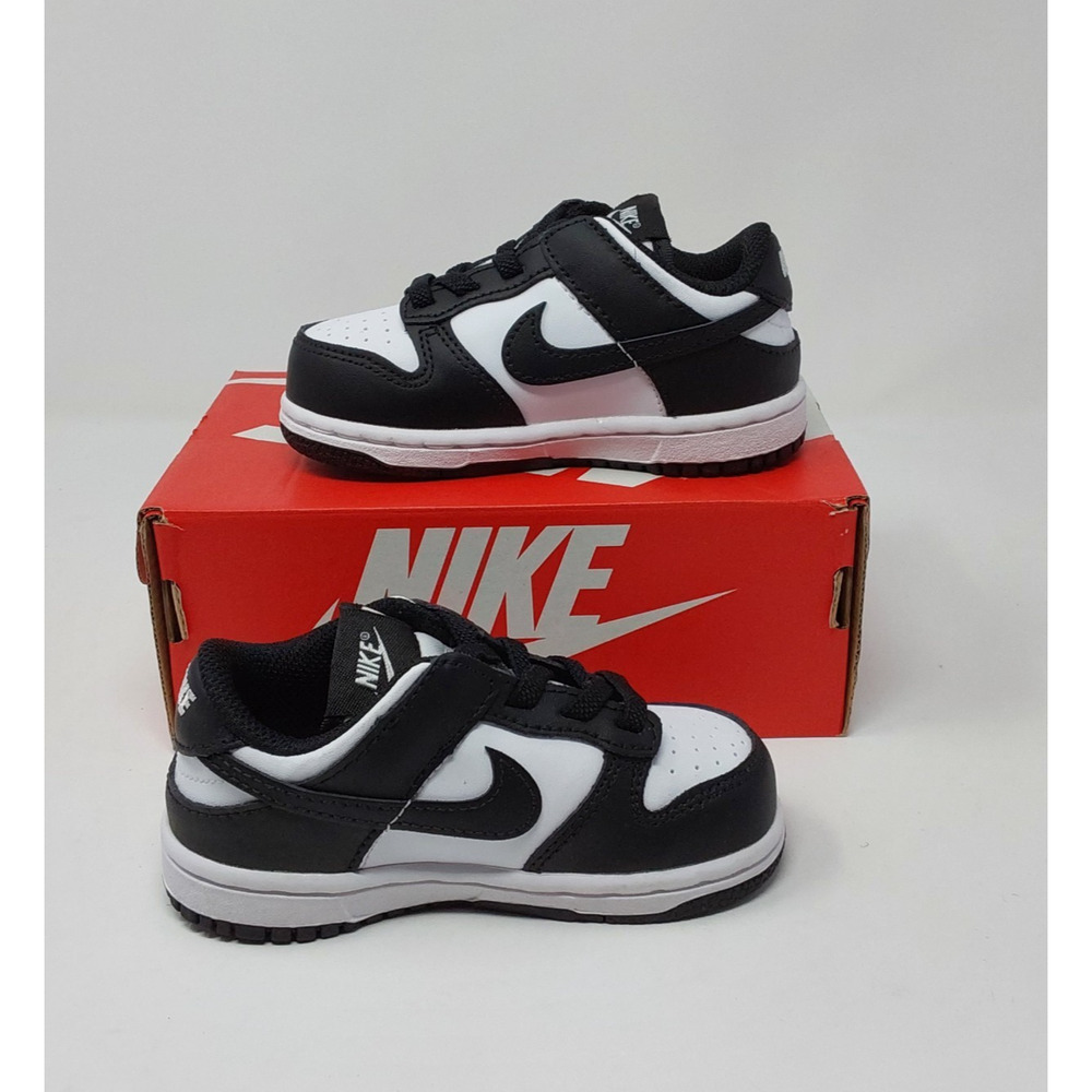 Nike Dunk Low Panda TD Toddler 7C Black White Sneakers CW1589-100 w/ Box - Picture 2 of 7